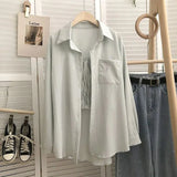 Elegant Women Blouses Cool Korean Long Sleeved Sunscreen Chiffon Shirt Jacket for Women Beach Shirt Long Tunic for