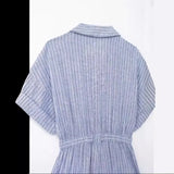 New Blended Striped Waist Short Jumpsuit
