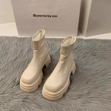 Zingj Boots Women's Thick Bottom Versatile White Plus Velvet Martin Boots Women's British Wind 2024 New Autumn And Winter Boots Women's