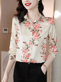 Woman Blouses 2023 Office Lady Silk Shirts for Women Print Elegant and Youth Woman Blouses Vintage Tops Clothing