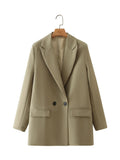 New Pure Color Double-Breasted Loose Casual Suit Jacket In