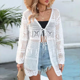 Suit With V-Neck Top Hollow Skirt Knitted Two-Piece Suit