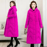 Korean Version Of Loose Leisure Cotton-Padded Jacket Long Painted Cotton-Padded Clothes Female Retro Art Down Cotton Clothes Middle-Aged And Elderly Mother Coat-Outfit