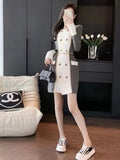 Dress For Women 2023 Autumn Winter Korean Fashion Long Sleeve Double-Breasted Casual Knitting Sweater