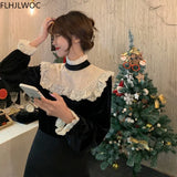 Sales Women Patchwork Hollow Out White Lace Tops Stand Collar Formal Design Black Cute Sweet Ruffled Shirts Blouses