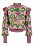 And Winter Vintage Jacquard Embroidery Pullover Knitted Sweater Women's Korean Fashion Versatile Female Casual