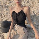 Women Camis Top Suspender Vest Sexy Pink Black White Slim Party Beach Vest Short Crop