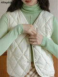 Vests Women Winter Coats Solid Vintage V-neck Ins Korean Style Tender Simple Basic Girls All-match Sleeveless