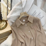Chiffon Blouse Women's White LongSleeve Tops Spring 2023 Korean Fashion Shirt Solid Color Niche Loose Shirt Women Plus
