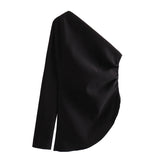 New Pleated Asymmetrically Trimmed Blouse