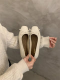 Zingj Single Shoe Shallow Bow Spring 2024 New French Gentle Night Wind Flat Scoop Shoes Women's