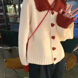 Pan Collar Sweaters Women Autumn Panelled Ins Knitted Cardigans Vintage Simple Long Sleeve Fashion Casual Sueters