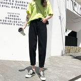 Zingj Jeans Women's Loose Straight Autumn Dress 2024 New High Waist Show Skinny Pants Black And Gray Daddy Turnip Pants-Outfit