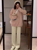 Pullovers Women Loose Sweet Winter Cozy Girlish Harajuku Korean Style Knitwear Ulzzang Simple Feminino O-neck Sweaters