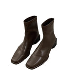 Zingj Heel Square Head Thin Boots Ankle Boots Women's Shoes 2024 New Autumn And Winter Korean Small Ankle Boots Martin