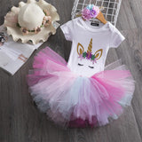 Girls Summer Dress Cute Newborn Baby Girl Clothes 1st Birthday Baby Bodysuit Romper+Ruffles Tutu Skirt +Headband