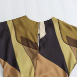 Spring Pleated Printed Silk Satin Dress