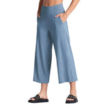 Wide-Leg Pants Nine Cents Solid Color Pocket Loose Comfort Sports Leisure Wear Fitness Yoga