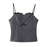 New Spring Style Satin Lace Splice Halter Top