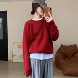 Zingj Classic College Lazy Wind Round Collar Sweater Autumn Winter New Korean Version Loose Versatile Fashion