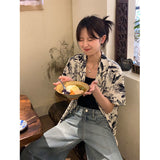 Ink Painting Shirt Fashion Women Blouses 2023 Casual Youth Korean Clothing Fashion Summer Women's Shirts Short Sleeve