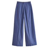New Shoulder Padded Short Jacket 1165329 Pleated Wide-Leg Trousers