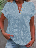 Zingj Wise Hot Style Summer Simple Casual Solid Color V Collar Short Sleeve Shirt