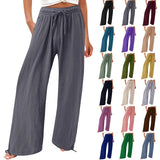 Casual Solid Color Trousers Wide