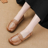 Zingj Flat-Bottomed Beef Rib-Soled New Love Shoes Korean Version Leisure Simple Leather Women's Singles Shoes Comfortable Mother