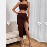 Fashion Sexy Hottie Umbilly Corset Body Slings Open Skirt Dress Suit