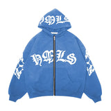 Gothic Letter Graphic Zip Up HoodieOutfit