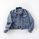 Zingj Goods Long Sleeve Denim Jacket Female Short Fall 2024 New Joker Cloth Pocket Loose Jacket Jacket-Outfit