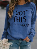 Print Round Pullover Neck Loose Long Sleeves
