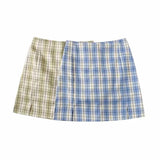 Color New Summer Harajuku Uniform Women Skirt Split Details Plaid Mini Skirt With Under Shorts Mini