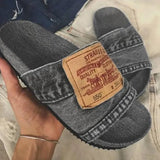 Zingj Women Wear 2023 New Fashion Shoes In Summer Fashion Thick Soles Flip-Flops Muffin Denim Letters Cool