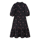 2024 New Simple And Generous Embroidered Flower Medium-Length Dress