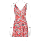 Zingj / Summer 2024 New Sexy V-Neck Casual Fashion Floral Women's Halter Short