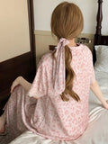 Women Sexy French Style Gentle Loose Midi All-match Sleepwear Fashion Temperament Mujer Home Casual Single