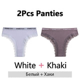 2PCS/Set Women's Panties Cotton Lace Panties And Thongs Comfortable Lingerie Low Waisted Underpants Female Lingerie