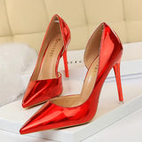 Zingj Metallic High Heels With High Heels Shallow Pointed Side Hollow Out Sexy Nightclub Women's Singles