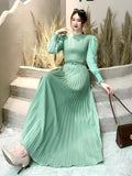 Zingj Pressure-Sensitive Fold Waist To Show Thin Temperament Light Mature Style Women's Dress New French Dress In Spring Long Pleated