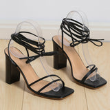 Zingj Summer Women's Shoes With Sexy Square Head Straps, Stilettos, High Heels, Cross-Strapped