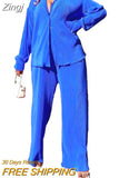 Women's Set Long Sleeve Shirt Tops and Wide Leg Pants Elegant Tracksuit Two Piece Set Sweatsuit Fitness Outfits