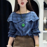 Polo Collar Short-Sleeved Shirt Lady Design Sense Of Niche Summer Alone Special Loose Thin