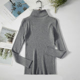 2021 Autumn Winter Sweater Knitted Women Khaki Long Sleeve Slim Casual Turtleneck Pullover Ladies White
