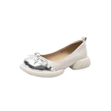 Zingj Comfortable French Retro Pearl Bowknot Bean Bean Shoes Female Thick Heel Thick Platform 2024 Spring And Autumn New Single
