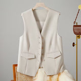 Zingj Vest Female 2024 Spring And Autumn New Korean Version Of Foreign Fashion Trend Vest Rice White Horse Clip Suit
