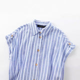 New Striped Blended Medium-Length Shirt Dress