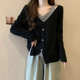 Zingj Size Fat Mm Cover Belly Autumn Women's T-Shirt Inside The Design Feeling False Two Long Sleeve Bottom Shirt Cover Flesh Show Thin Top-Outfit