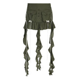Zingj Fold Irregular Design Sense Low Waist Solid Color Net Gauze Skirt New Y2K Hot Girls